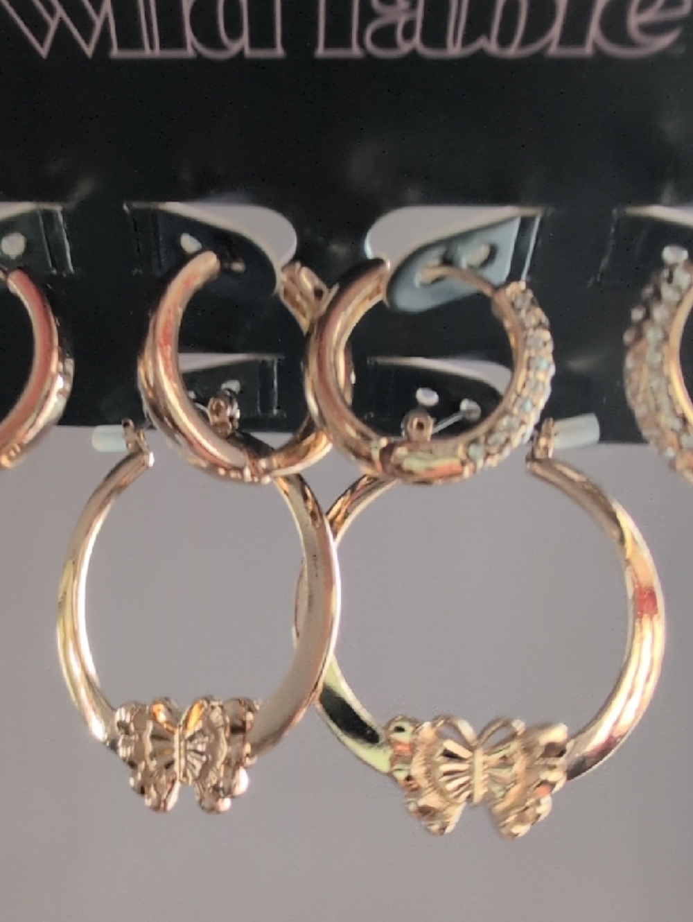 wild fable Gold Hoop Earring Set with Crystal and Butterfly Accents - Picture 8 of 8